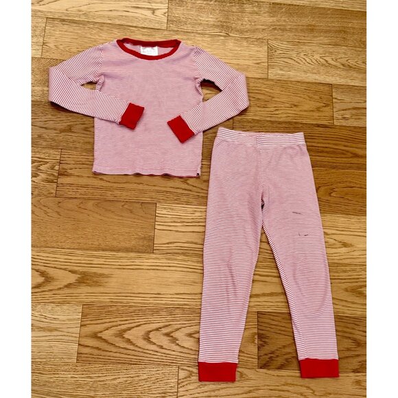 Lake Pajamas Set Kids Size 6 Small Christmas Red and White Striped Long Sleeve - Picture 1 of 5